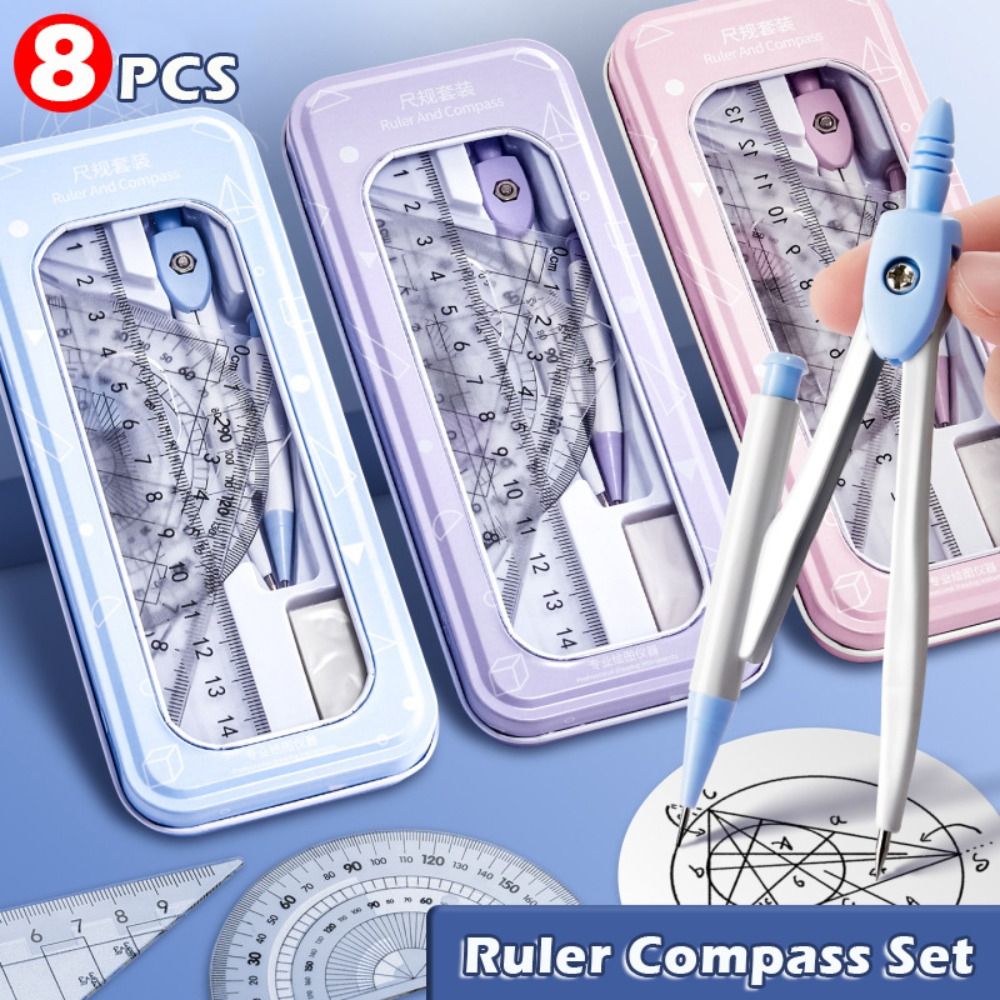 8PCS/Set Plastic Ruler Compass - огляд і ціна Ruler Set Transparent