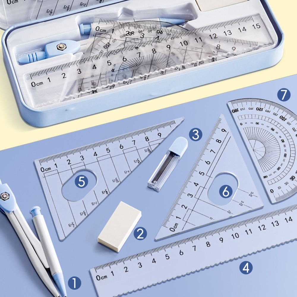 8PCS/Set Plastic Ruler Compass - огляд і ціна Ruler Set Transparent