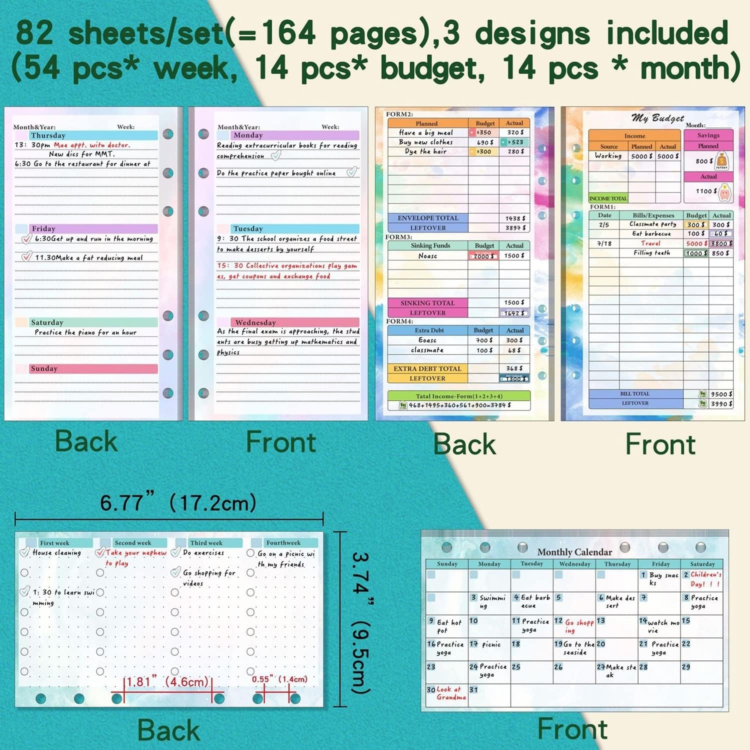 Set of 6-hole A6 binder refill - огляд і ціна Planner Weekly Budget
