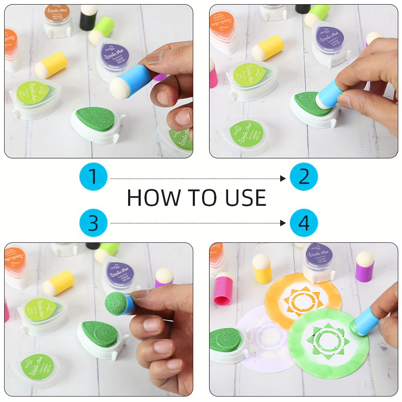 9pcs Craft Finger Sponge Daube - огляд і ціна Self Inking Stamp